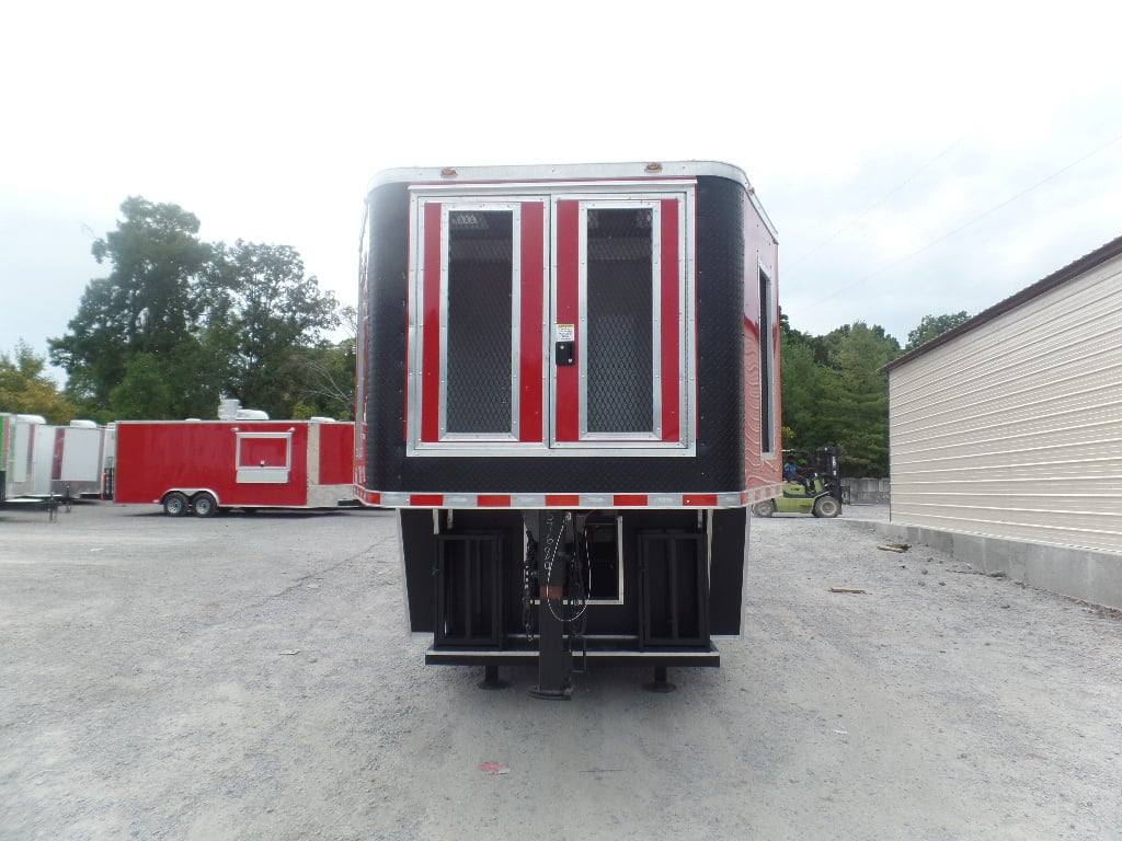 984-8.5-x-45-red-gooseneck-concession-bbq-food-trailer-3.jpg 8.5' x 45' Red Gooseneck Concession BBQ Food Trailer
