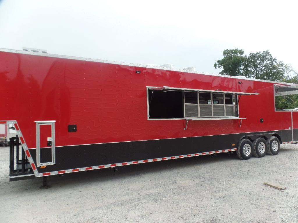 984-8.5-x-45-red-gooseneck-concession-bbq-food-trailer-6.jpg 8.5' x 45' Red Gooseneck Concession BBQ Food Trailer