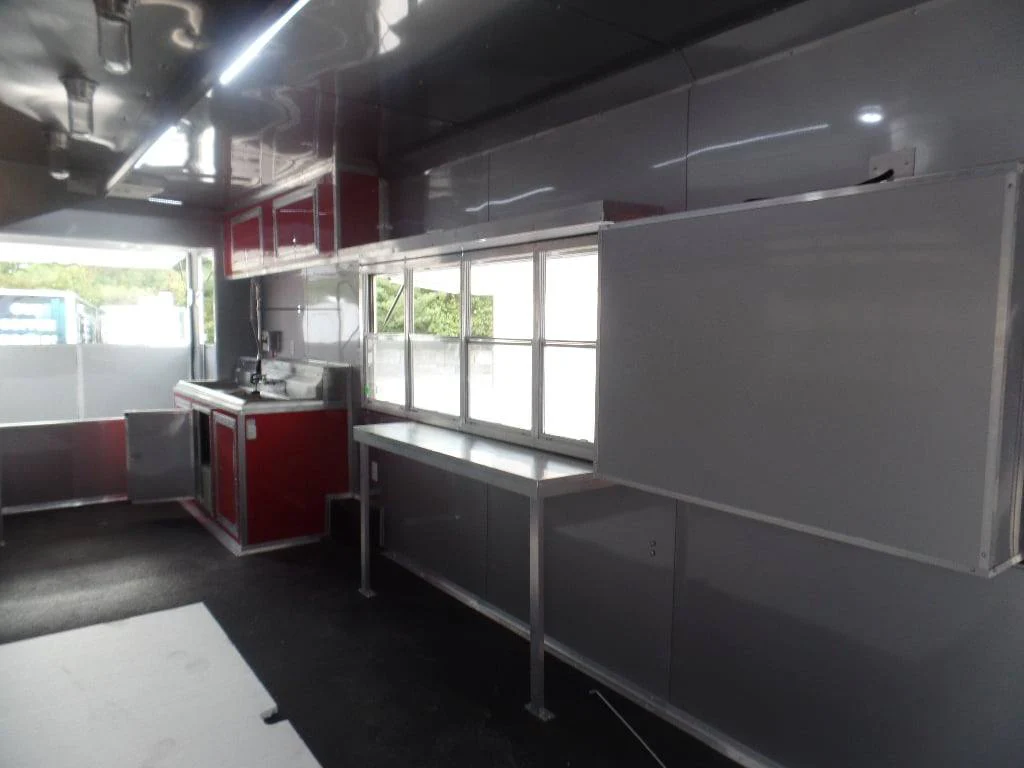 984-8.5-x-45-red-gooseneck-concession-bbq-food-trailer-9.webp 8.5' x 45' Red Gooseneck Concession BBQ Food Trailer