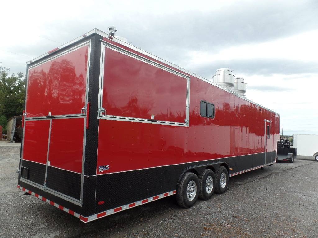 985-8.5-x-45-red-gooseneck-concession-bbq-food-trailer-with-appliances-12.jpg 8.5' x 45' Red Gooseneck Concession BBQ Food Trailer With Appliances