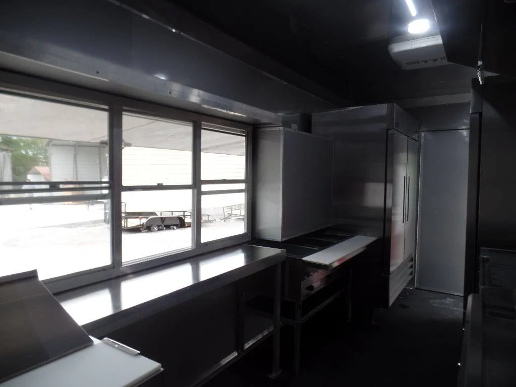 985-8.5-x-45-red-gooseneck-concession-bbq-food-trailer-with-appliances-20.webp 8.5' x 45' Red Gooseneck Concession BBQ Food Trailer With Appliances