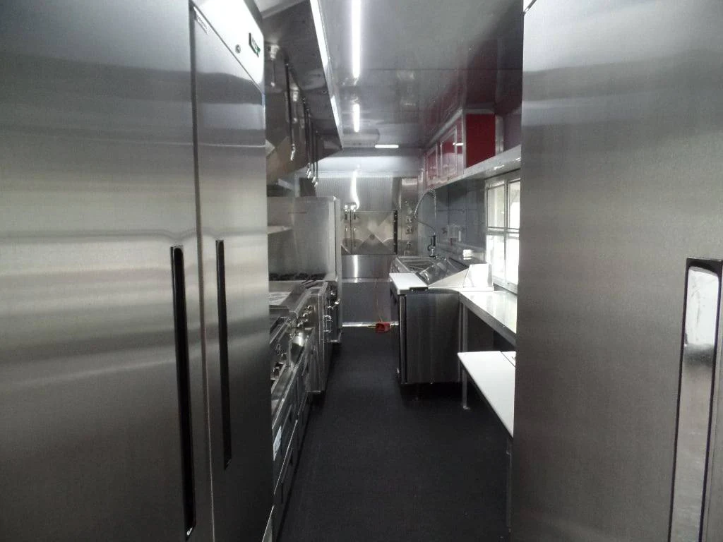 985-8.5-x-45-red-gooseneck-concession-bbq-food-trailer-with-appliances-34.webp 8.5' x 45' Red Gooseneck Concession BBQ Food Trailer With Appliances