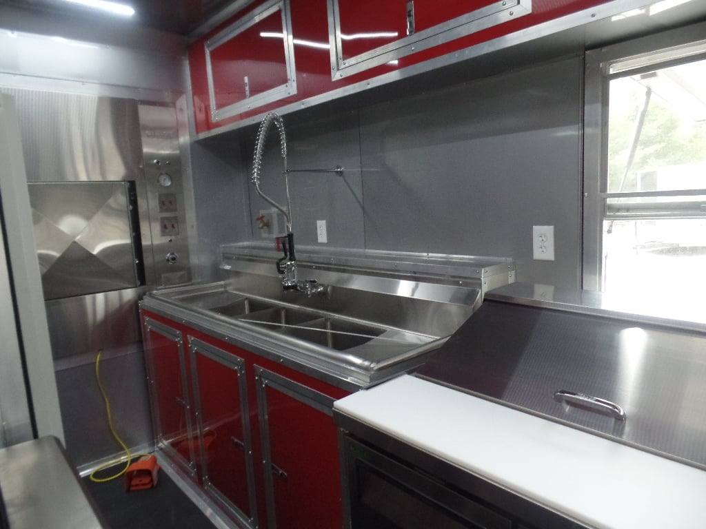 985-8.5-x-45-red-gooseneck-concession-bbq-food-trailer-with-appliances-4.jpg 8.5' x 45' Red Gooseneck Concession BBQ Food Trailer With Appliances