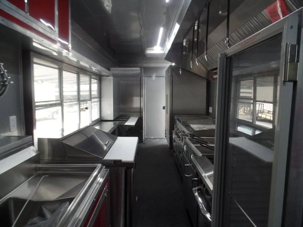 985-8.5-x-45-red-gooseneck-concession-bbq-food-trailer-with-appliances-43.webp 8.5' x 45' Red Gooseneck Concession BBQ Food Trailer With Appliances