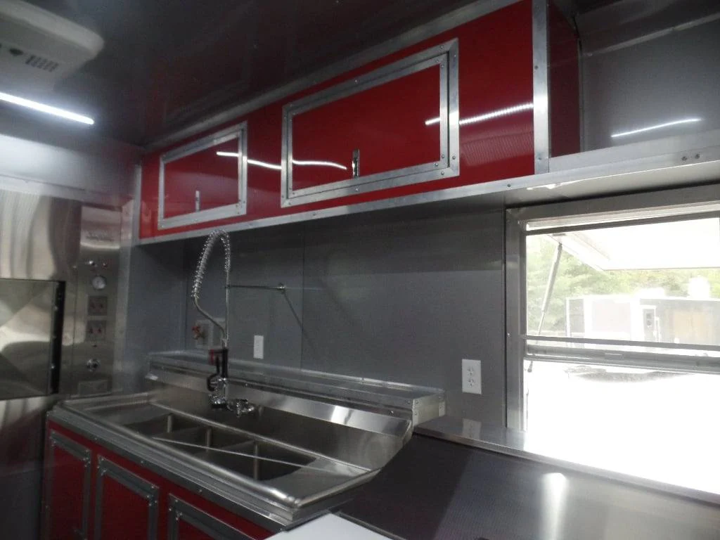 985-8.5-x-45-red-gooseneck-concession-bbq-food-trailer-with-appliances-9.webp 8.5' x 45' Red Gooseneck Concession BBQ Food Trailer With Appliances