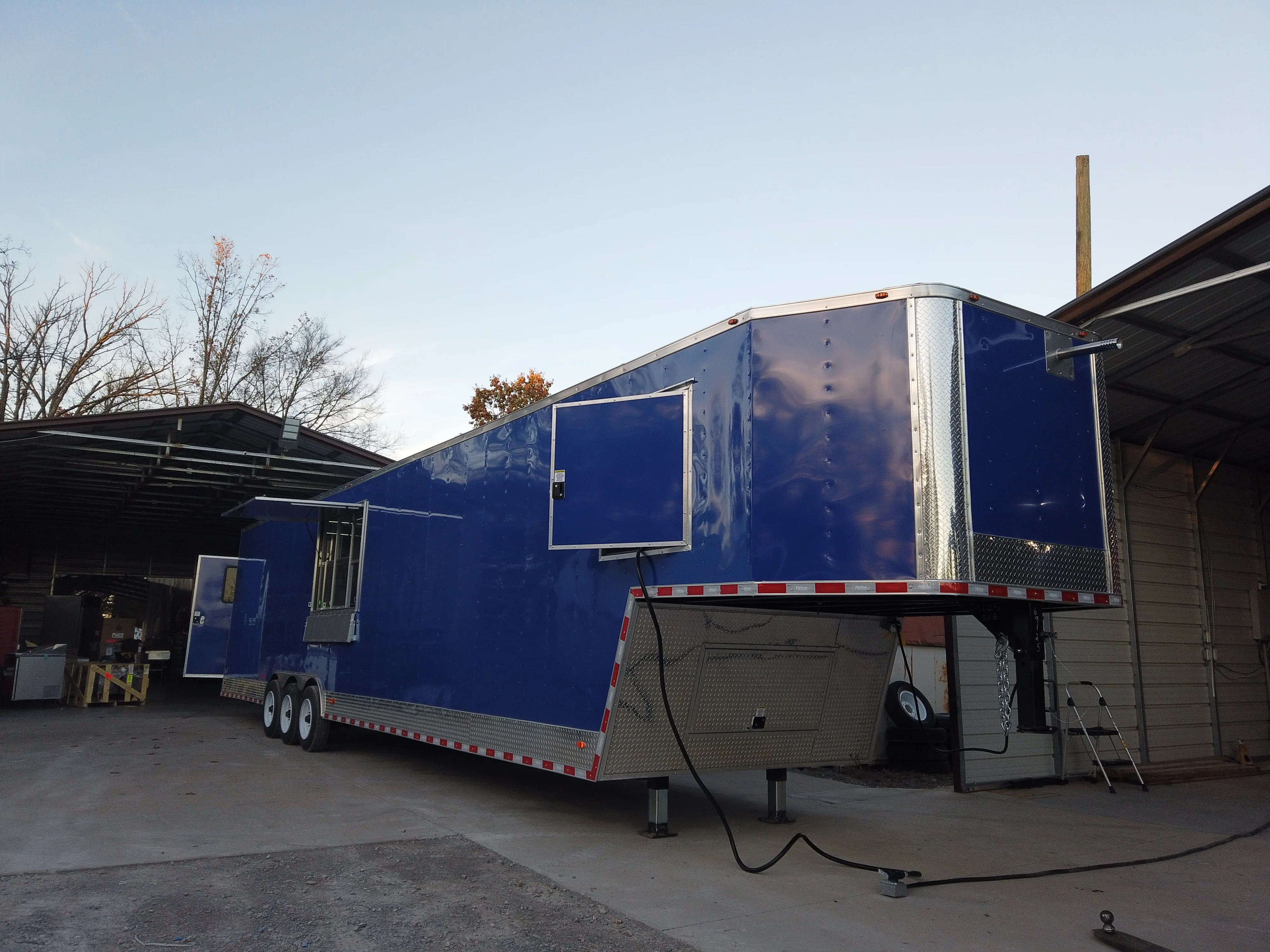 8.5' x 46' Cobalt Blue Gooseneck Concession Trailer