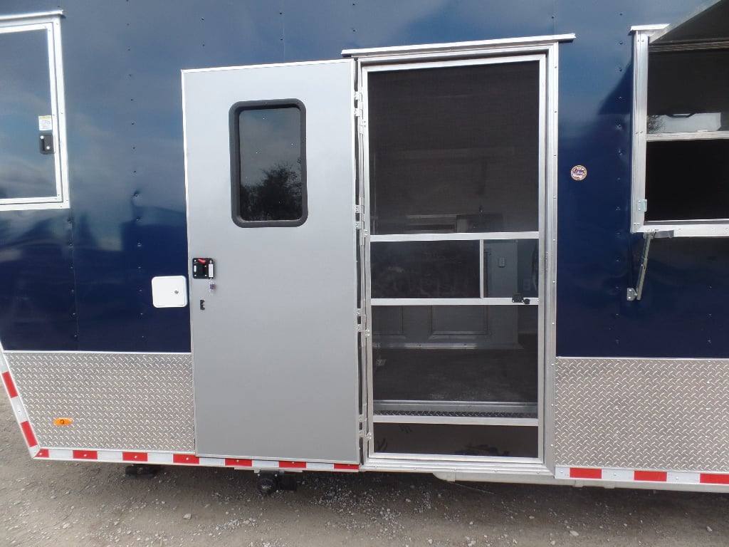 8.5' x 48' Indigo Blue Gooseneck Concession BBQ Food Event Trailer