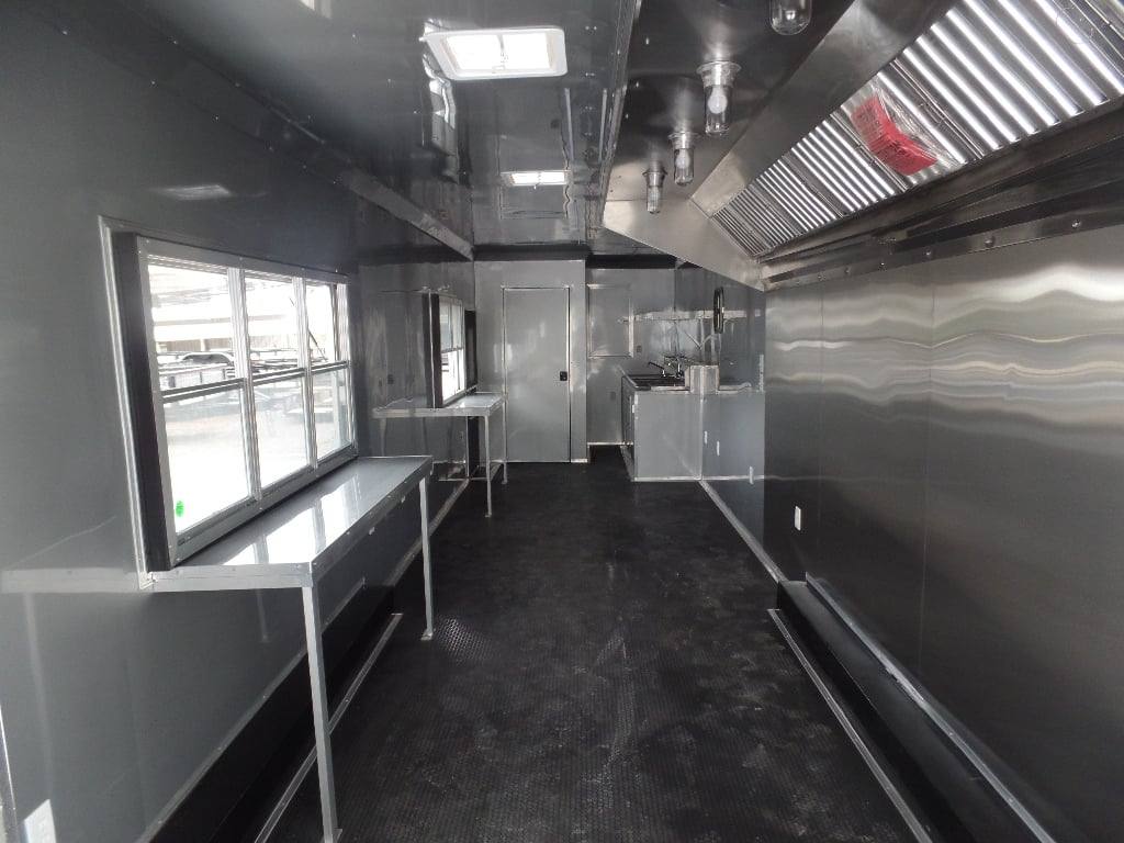 8.5' x 48' Indigo Blue Gooseneck Concession BBQ Food Event Trailer
