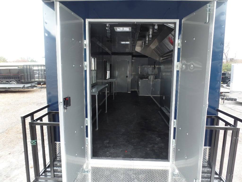 8.5' x 48' Indigo Blue Gooseneck Concession BBQ Food Event Trailer