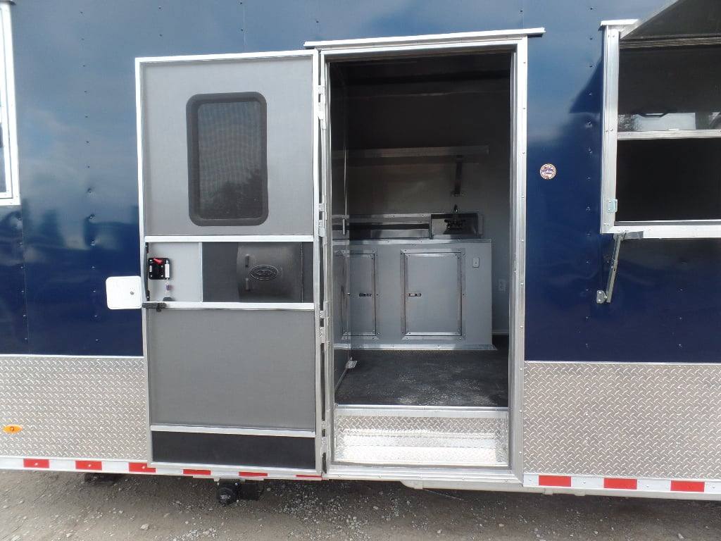 8.5' x 48' Indigo Blue Gooseneck Concession BBQ Food Event Trailer