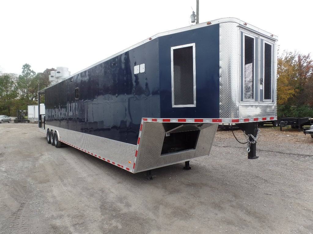 8.5' x 48' Indigo Blue Gooseneck Concession BBQ Food Event Trailer