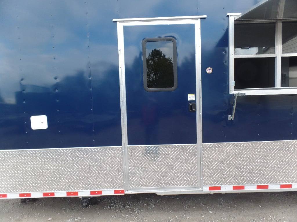 8.5' x 48' Indigo Blue Gooseneck Concession BBQ Food Event Trailer