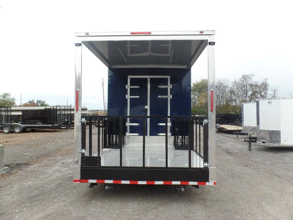 8.5' x 48' Indigo Blue Gooseneck Concession BBQ Food Event Trailer