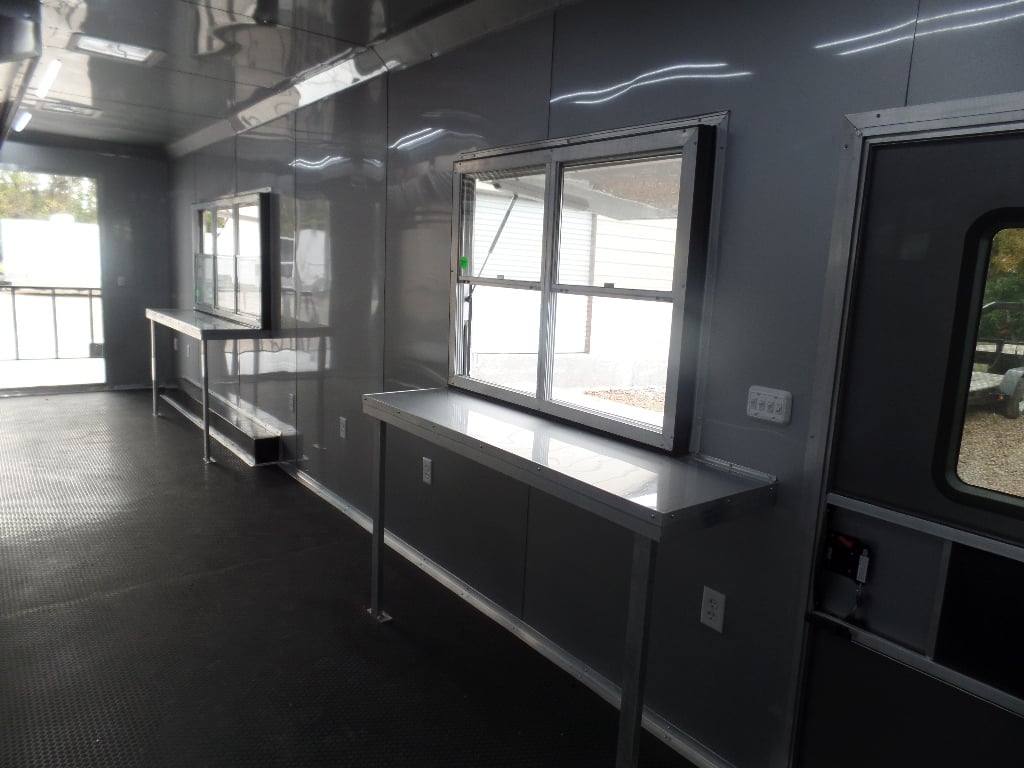 8.5' x 48' Indigo Blue Gooseneck Concession BBQ Food Event Trailer
