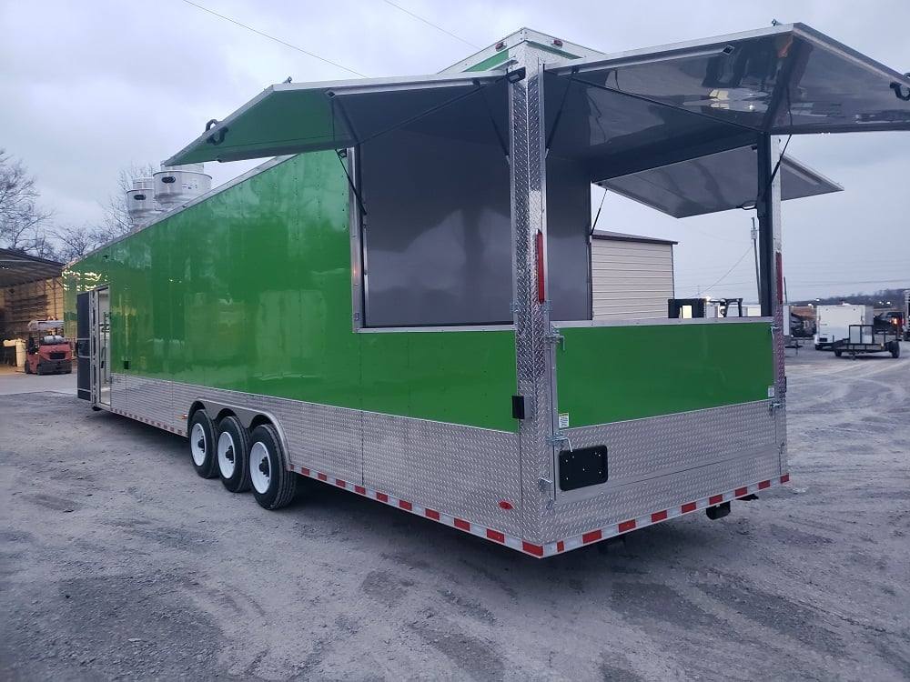 995-8.5-x-48-lime-green-goose-neck-pizza-concession-food-trailer-1.jpg 8.5' x 48' Lime Green Goose-neck Pizza Concession Food Trailer
